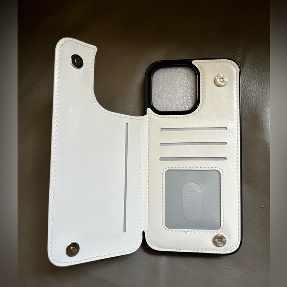 New white wallet case for I phone 15 Pro Max. PU leather. - Picture 4 of 5